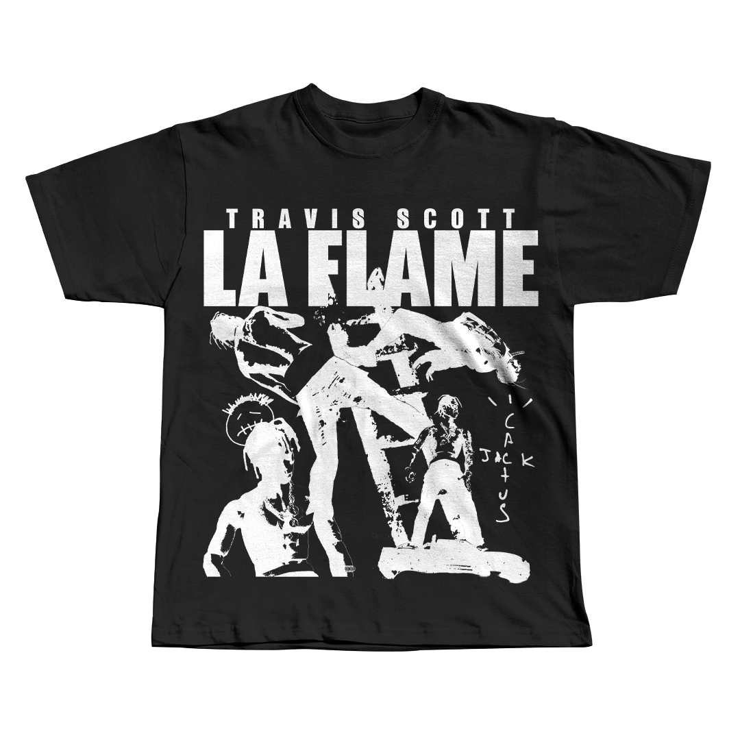 La Flame Travis Scott black oversized streetwear tee by Pink Matter