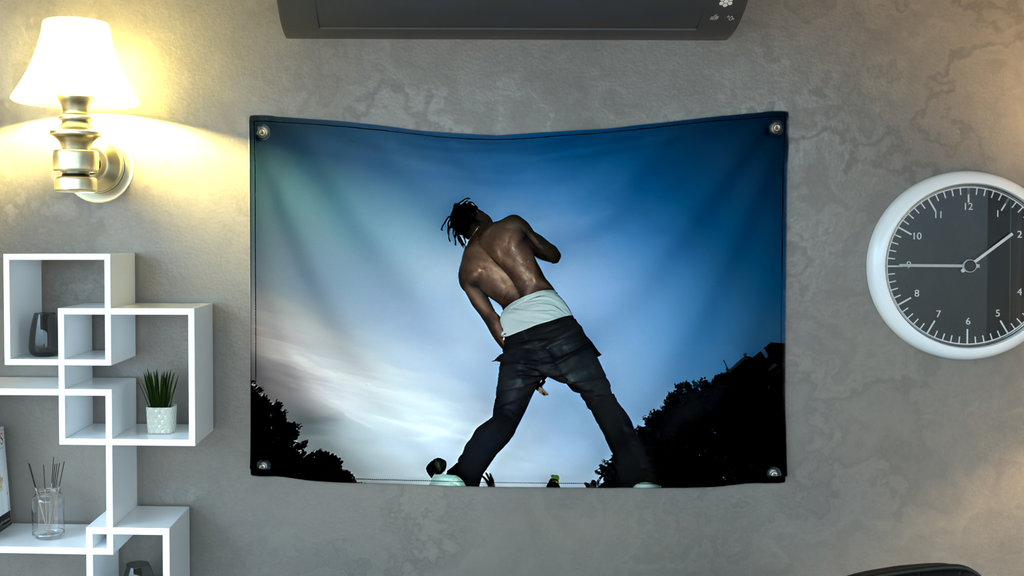 Days Before Rodeo Travis Scott wall flag detail by Pink Matter