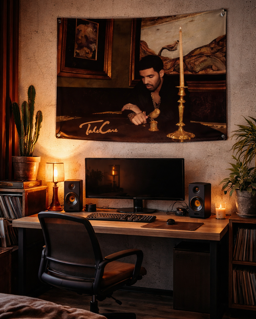 Take Care Drake wall flag detail by Pink Matter