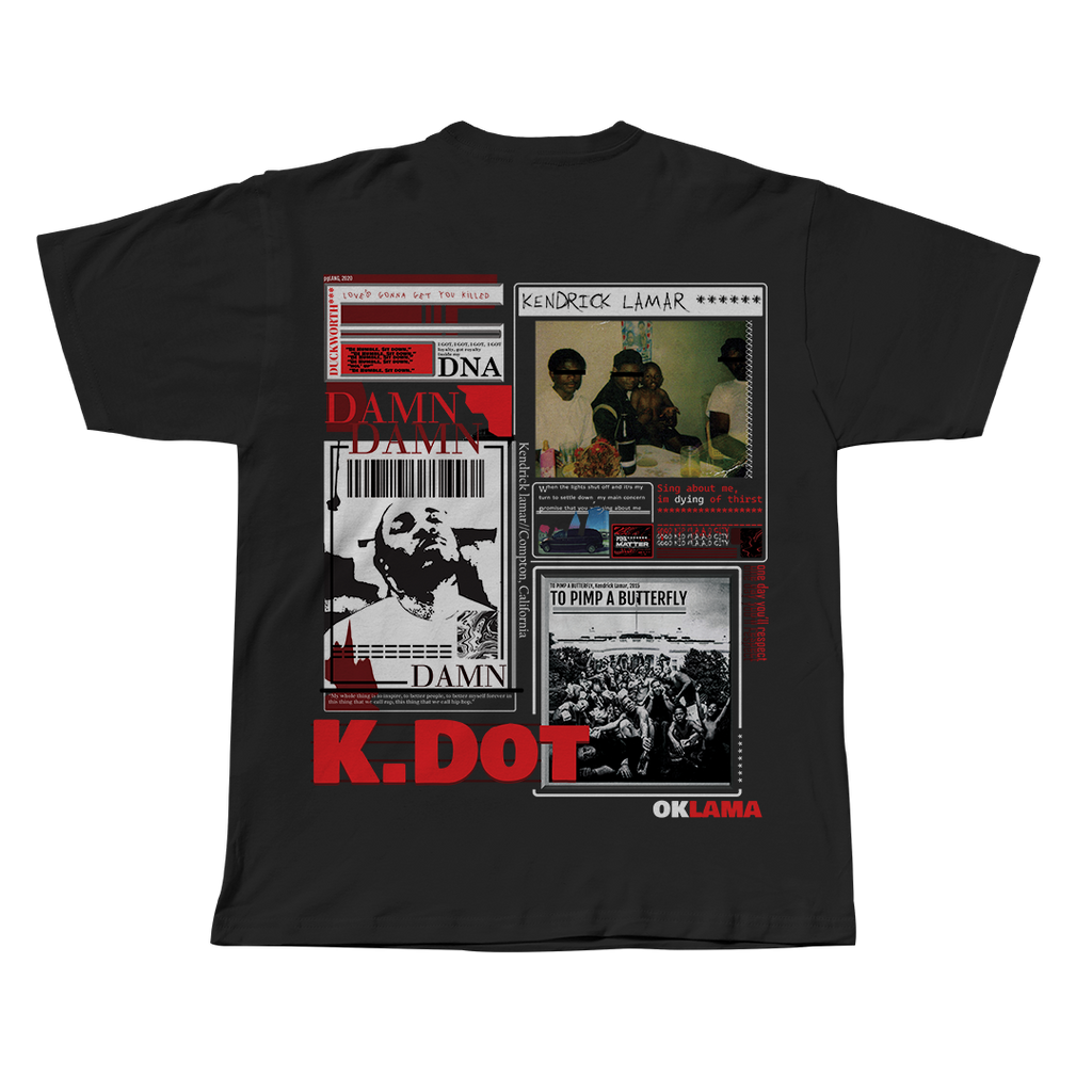 Kendrick Lamar black oversized streetwear tee back view by Pink Matter