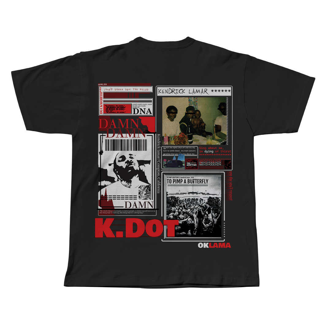 Kendrick Lamar black oversized streetwear tee back view by Pink Matter
