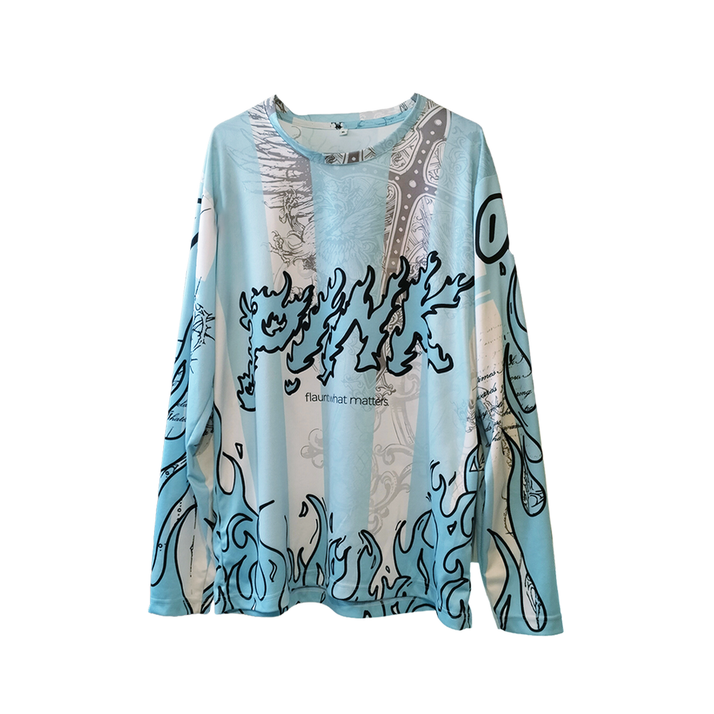 Aqua Flame full sleeve sporty jersey by Pink Matter