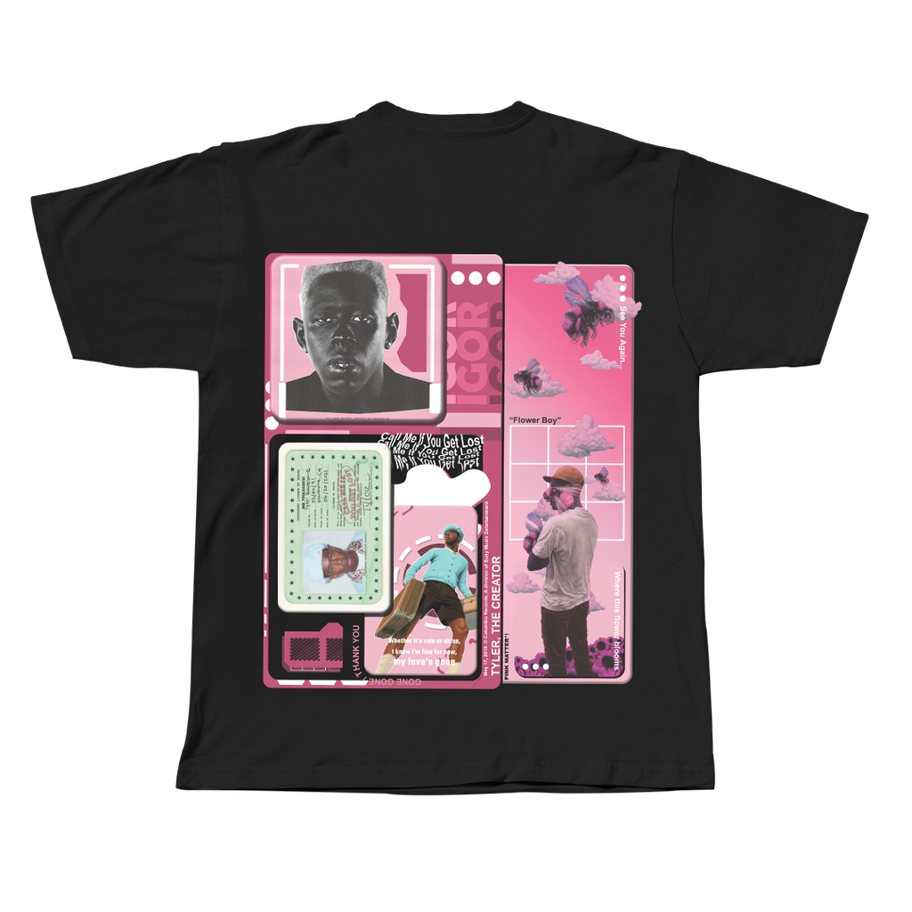 IGOR Tyler The Creator black oversized streetwear tee back view by Pink Matter