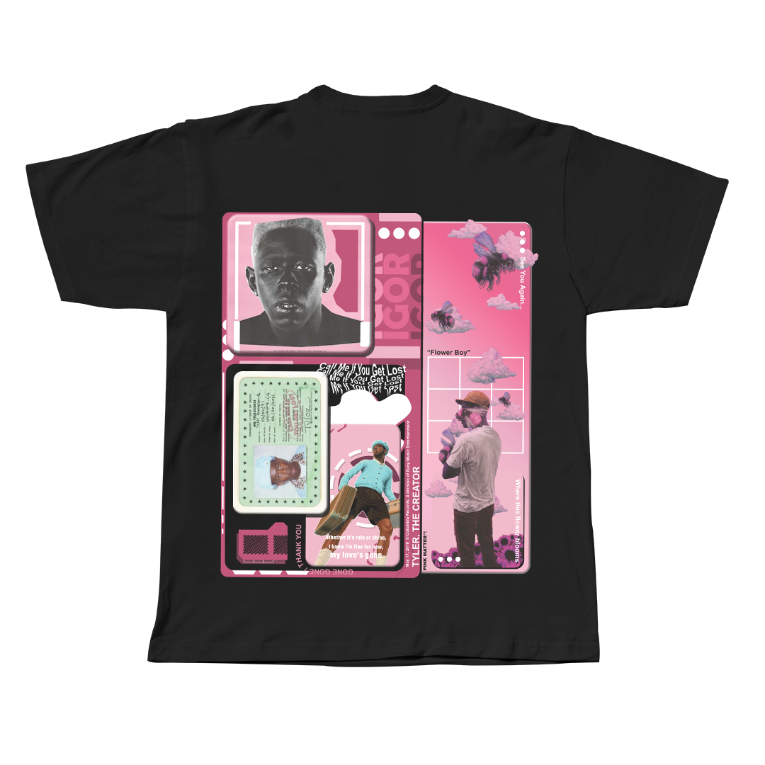 IGOR Tyler The Creator black oversized streetwear tee back view by Pink Matter