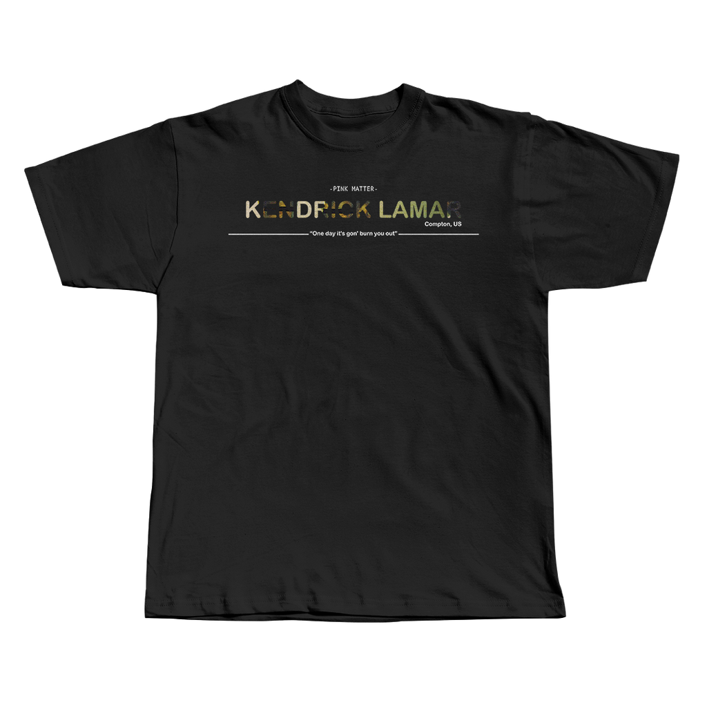 Kendrick Lamar black oversized streetwear tee front view by Pink Matter
