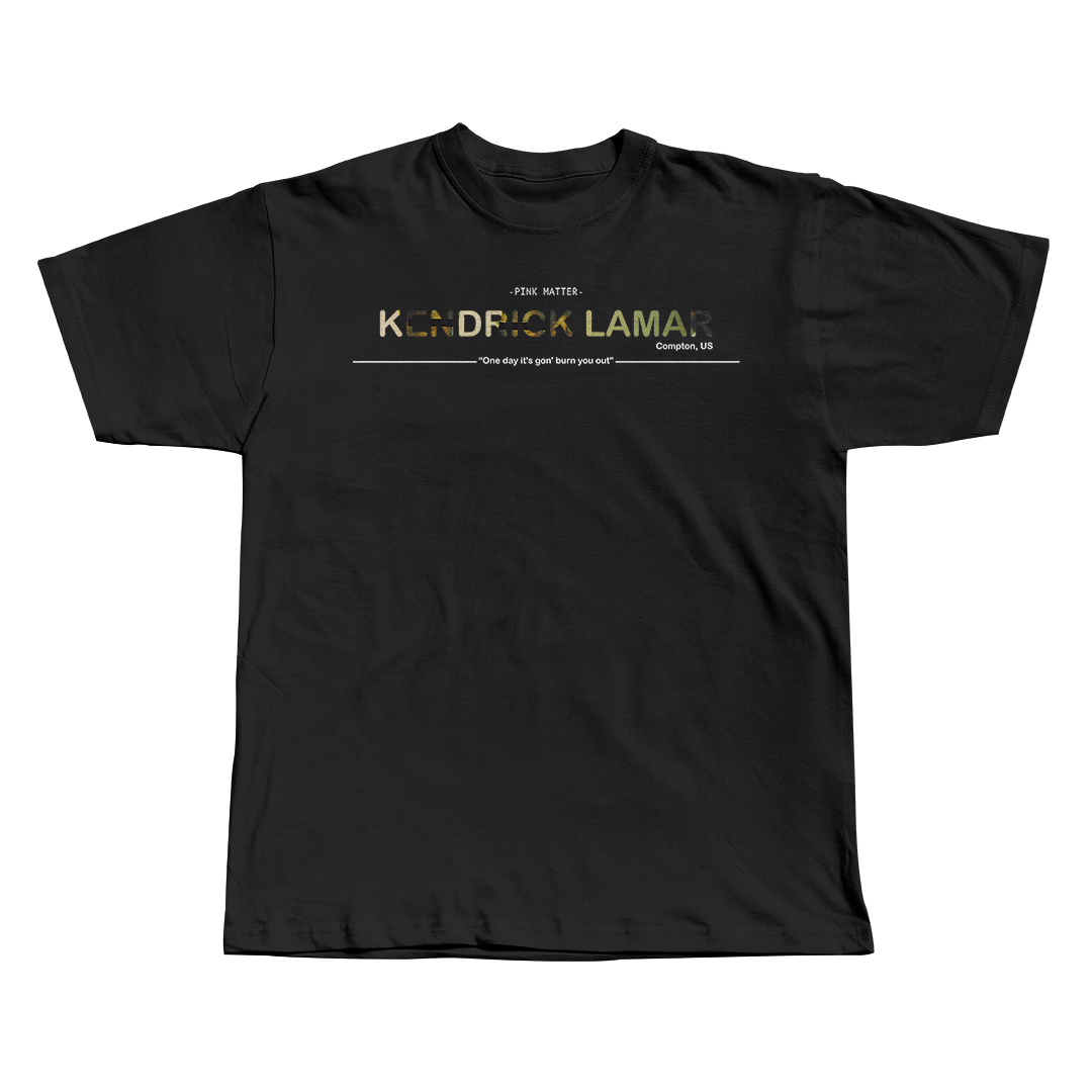 Kendrick Lamar black oversized streetwear tee front view by Pink Matter