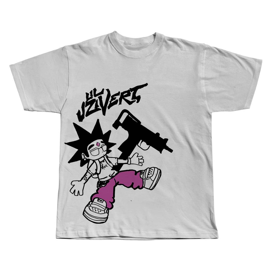 Lil Uzi Vert cartoon black oversized streetwear tee front view by Pink Matter
