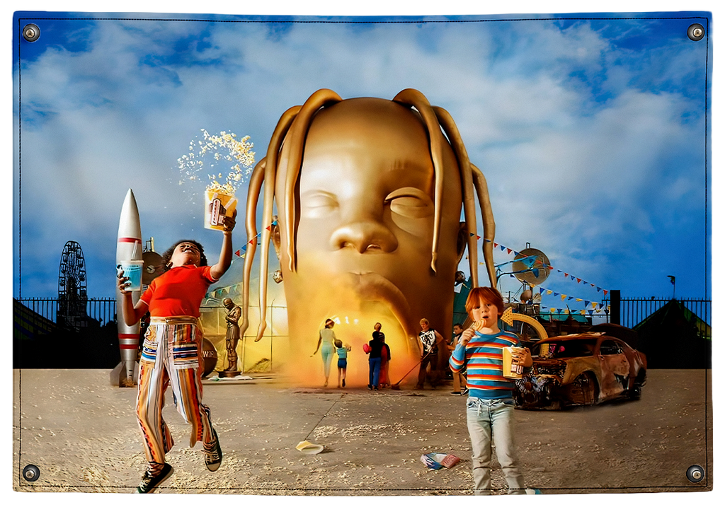 Astroworld Travis Scott tapestry wall flag by Pink Matter