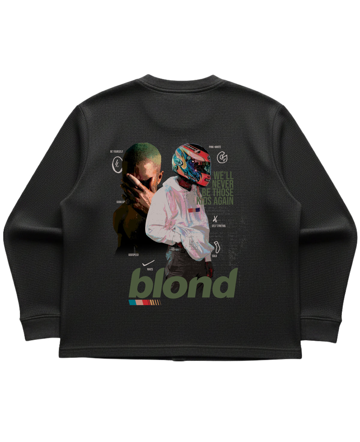 Black waffle knit oversized full-sleeve Back Design