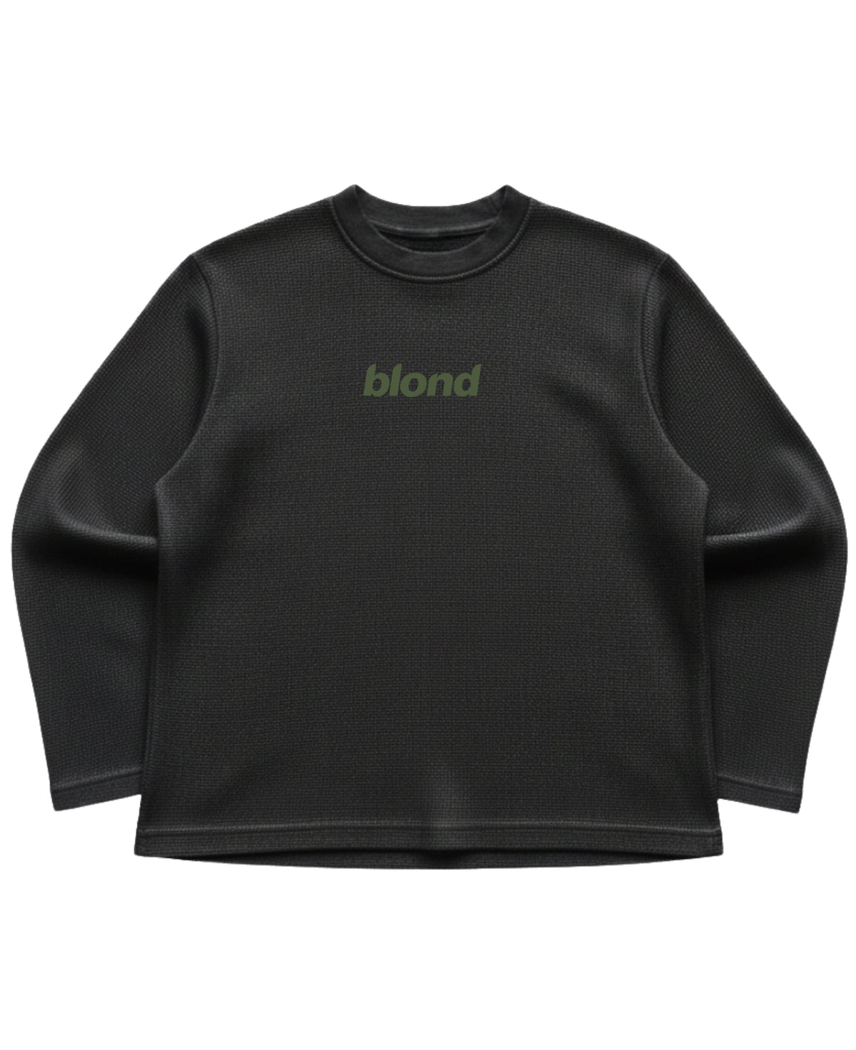 Black waffle knit oversized full-sleeve Front Design