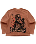 Brown waffle knit oversized full-sleeve Front Design