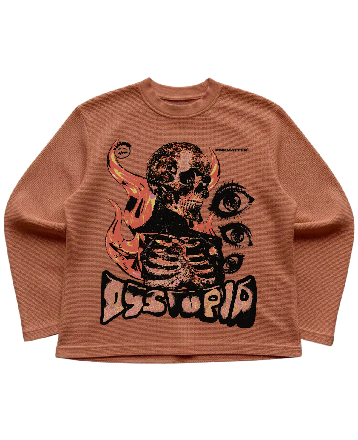 Brown waffle knit oversized full-sleeve Front Design
