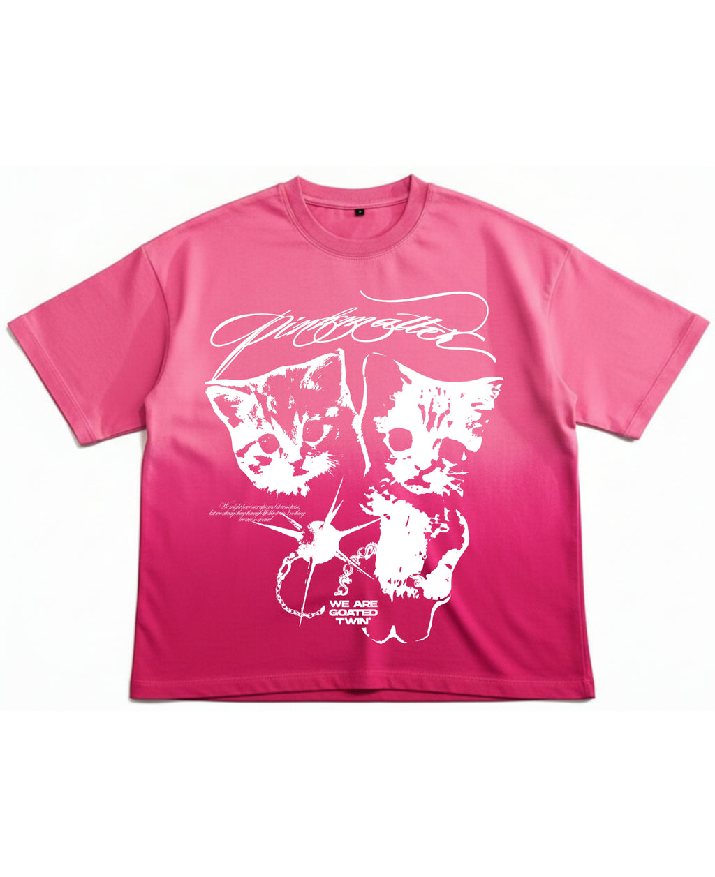 Pink Sunfade Ombré Wash Boxy Fit T-shirt Front Design