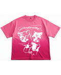 Pink Sunfade Ombré Wash Boxy Fit T-shirt Front Design