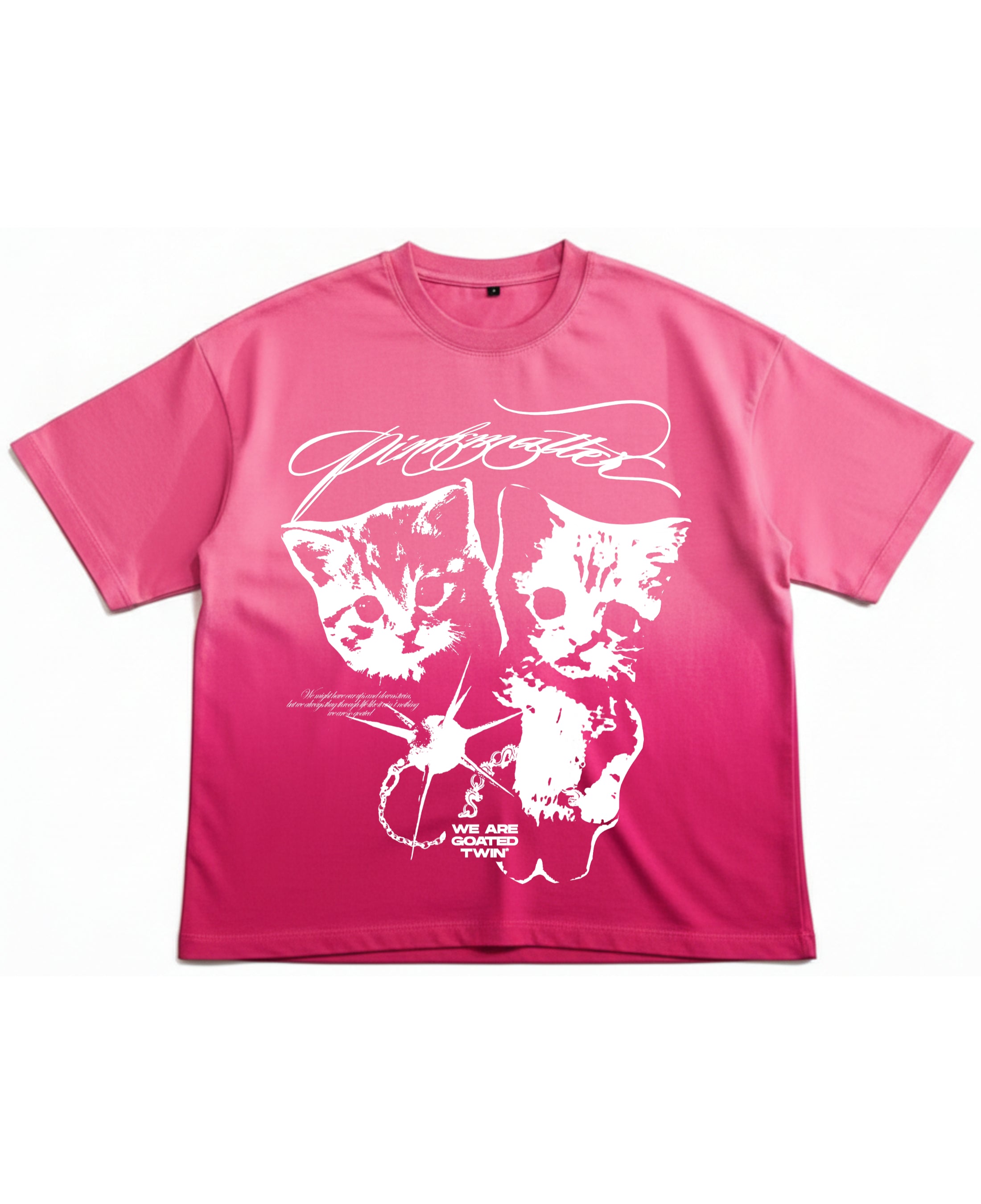 Pink Sunfade Ombré Wash Boxy Fit T-shirt Front Design
