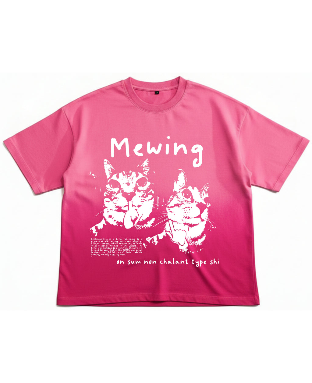 Pink Sunfade Ombré Wash Boxy Fit T-shirt Front Design