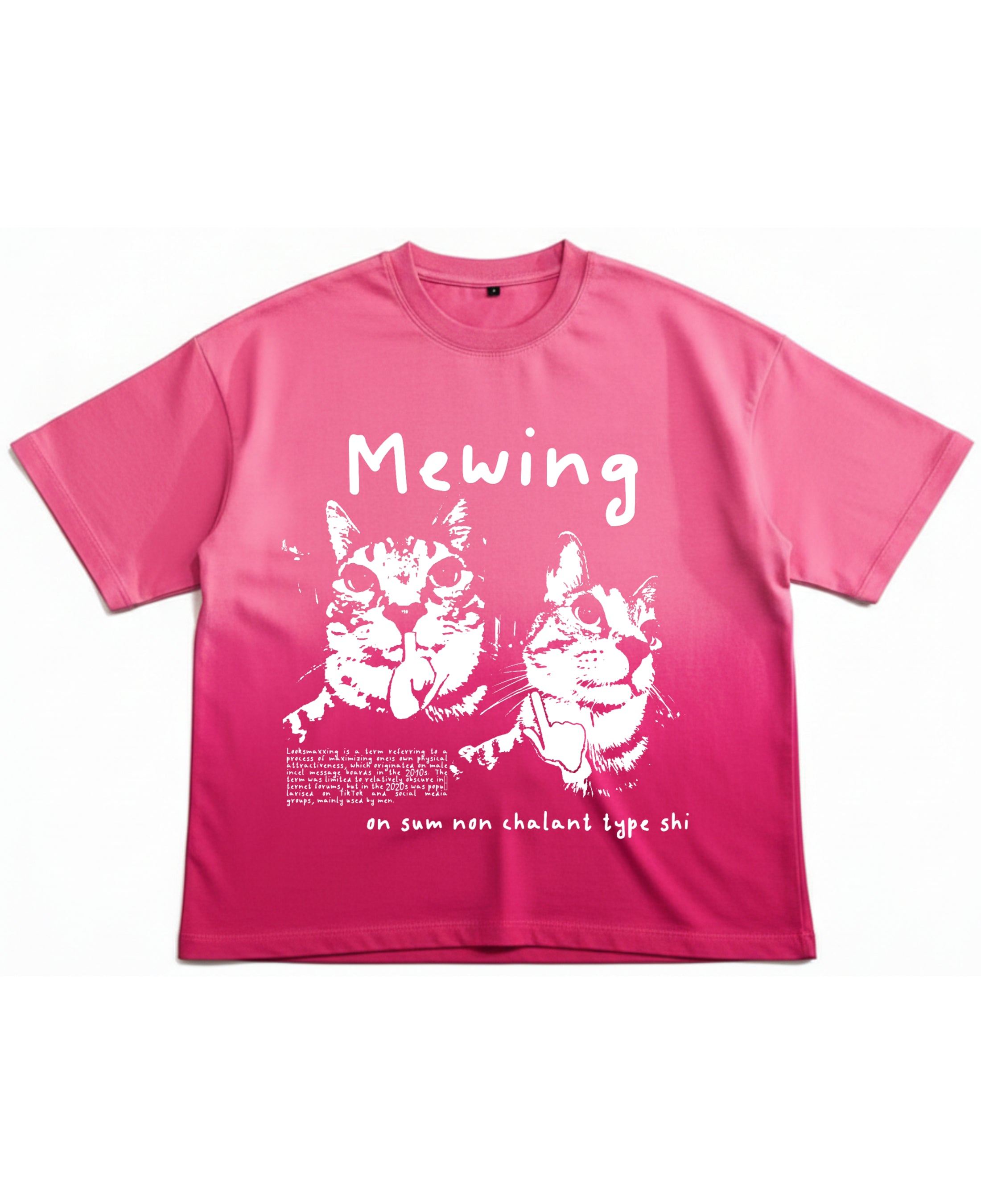 Pink Sunfade Ombré Wash Boxy Fit T-shirt Front Design