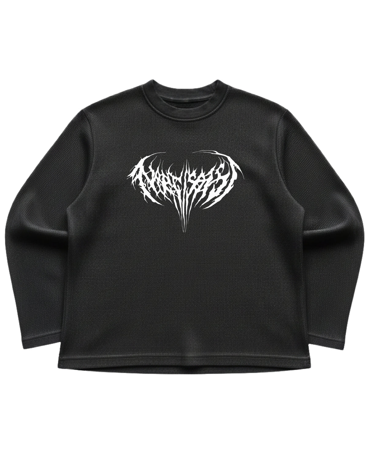 Black waffle knit oversized full-sleeve Front Design