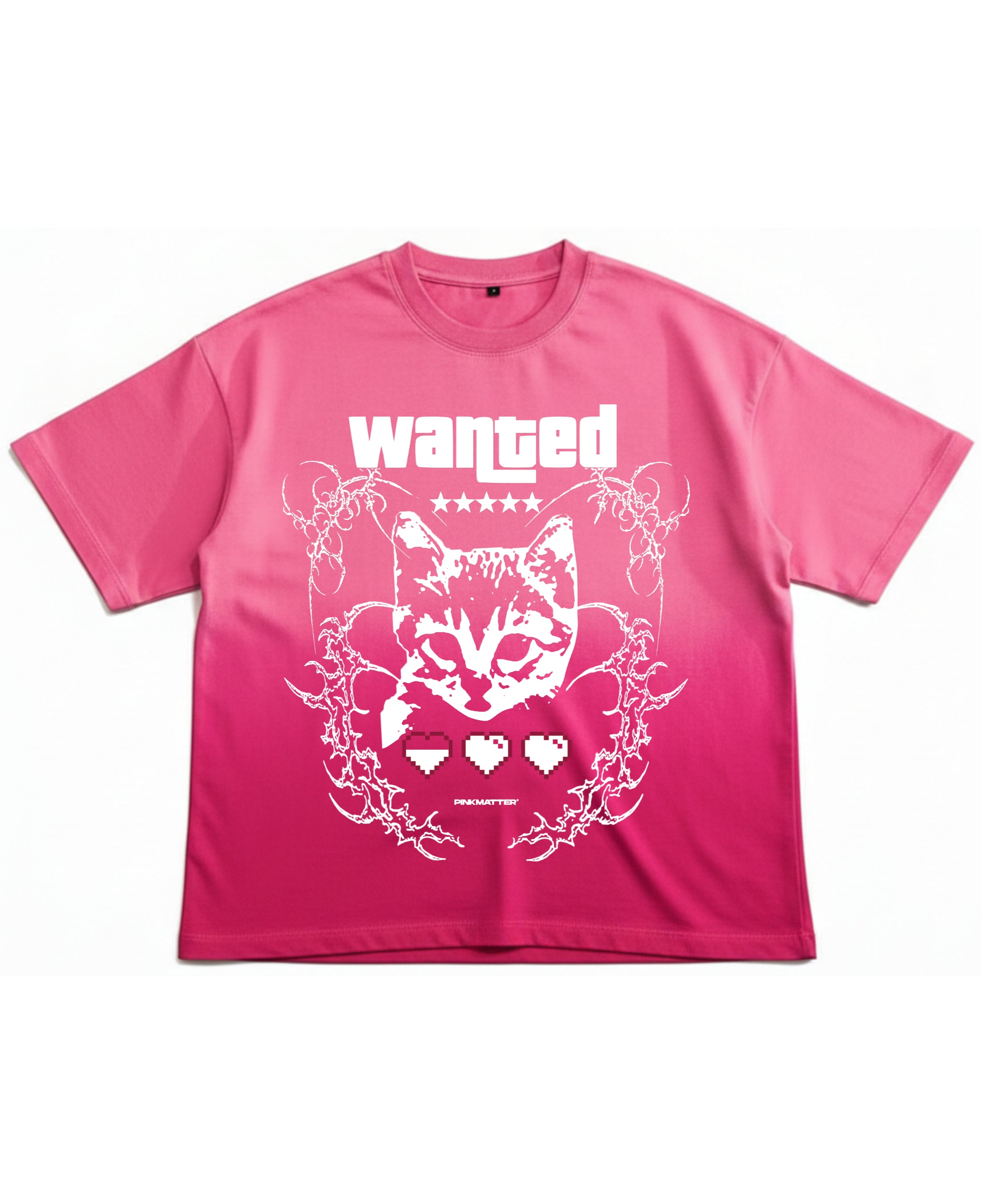 Pink Sunfade Ombré Wash Boxy Fit T-shirt Front Design