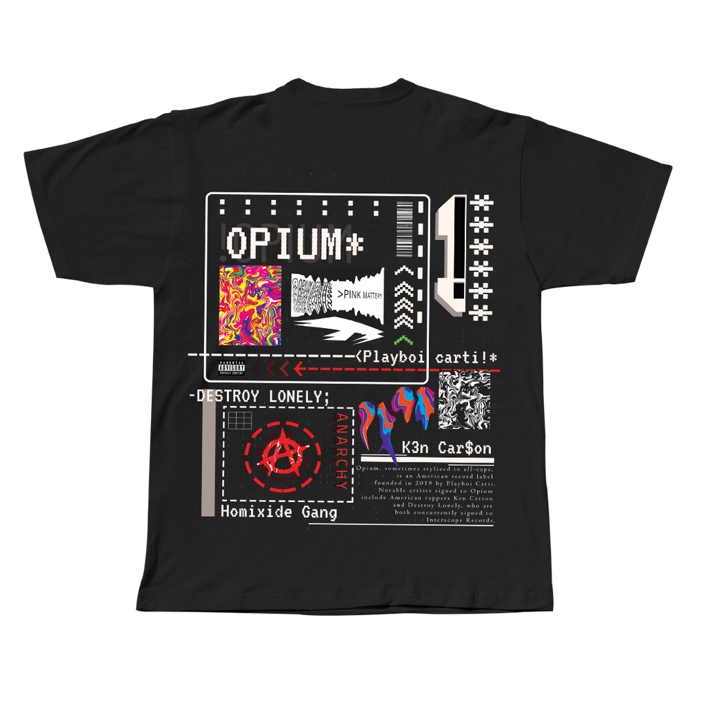 Opium oversized streetwear tee back view by Pink Matter