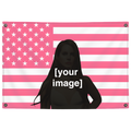 Custom pink American flag with customer photo, background removed, Pink Matter wall flag