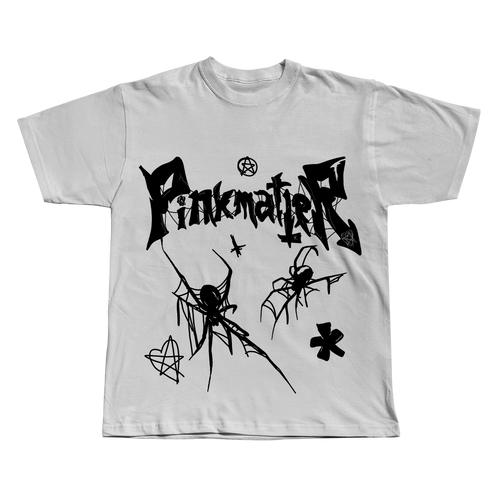 Pink Matter Spider black oversized streetwear tee front view by Pink Matter